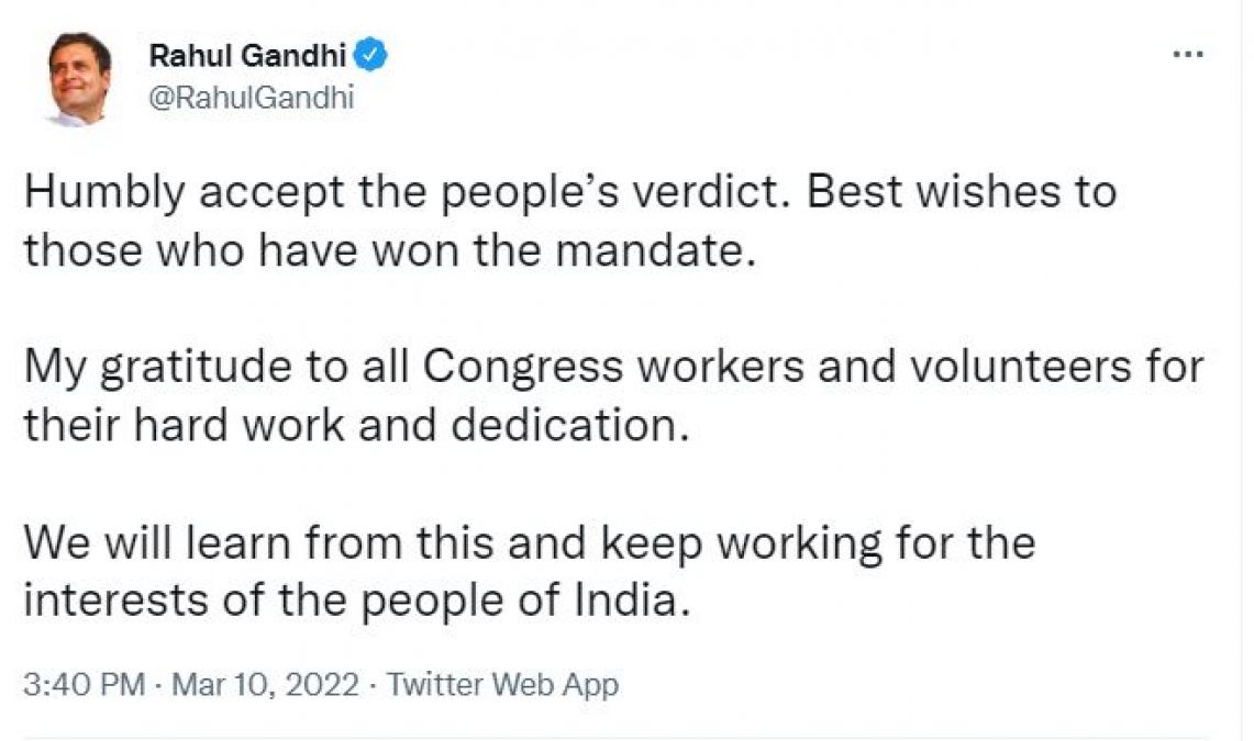 5 राज्यों में कांग्रेस का खराब प्रदर्शन देख राहुल गांधी ने दिया पहला बयान, जानिए क्या बोले?