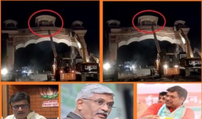 Salasar: Statue of Ram Darbar grand entrance demolished in the dark of night, video goes viral