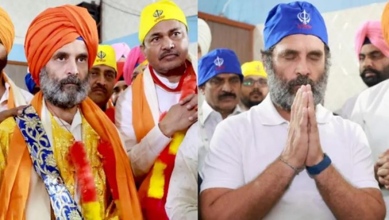 Rahul Gandhi visits Gurudwara, seen in a changed look