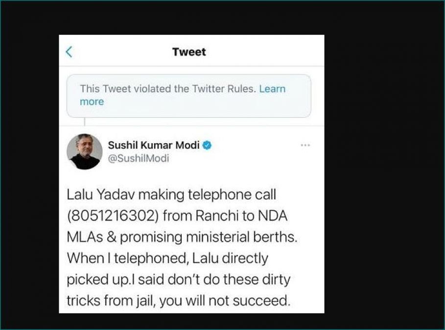 Twitter removed this tweet of Sushil Kumar Modi