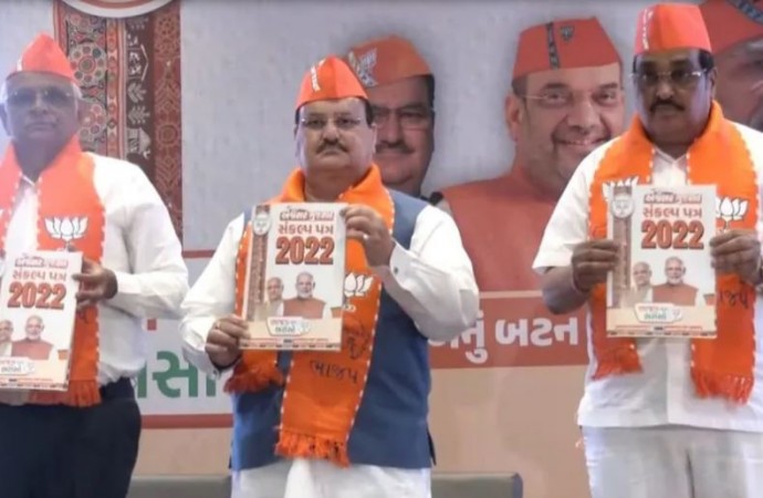 20 lakh Jobs, Expansion of irrigation network; BJP releases manifesto for Gujarat elections