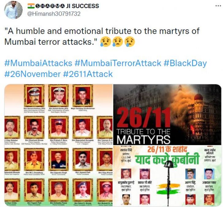 Salutations to martyrs of 26/11: Mumbai terror attack trending on social media