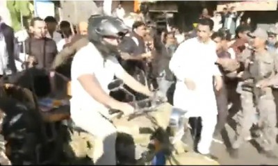VIDEO: Rahul Gandhi rides Bullet during the 'Bharat Jodo Yatra' in Mhow