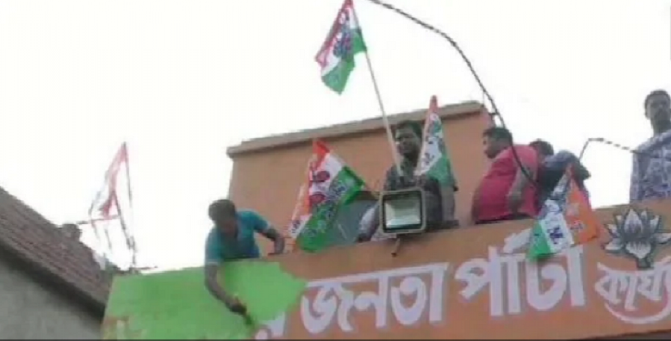 Bengal by-election: TMC supporters uproar after winning all three seats, put their flag on BJP offices