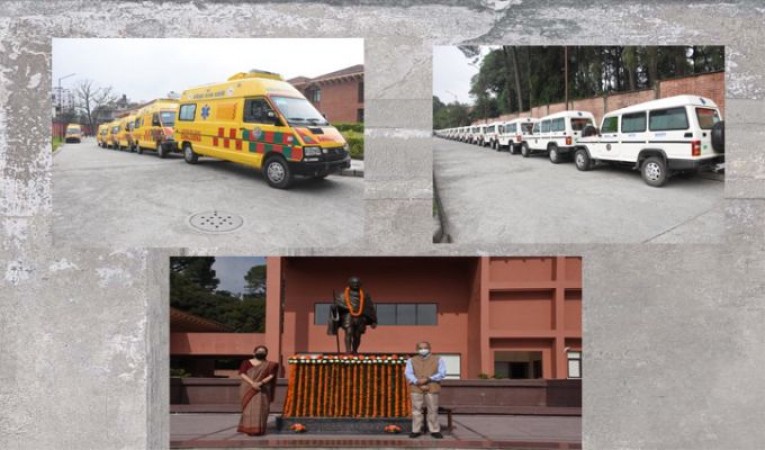 India gifts 41 ambulances and 6 school buses to Nepal on Gandhi Jayanti