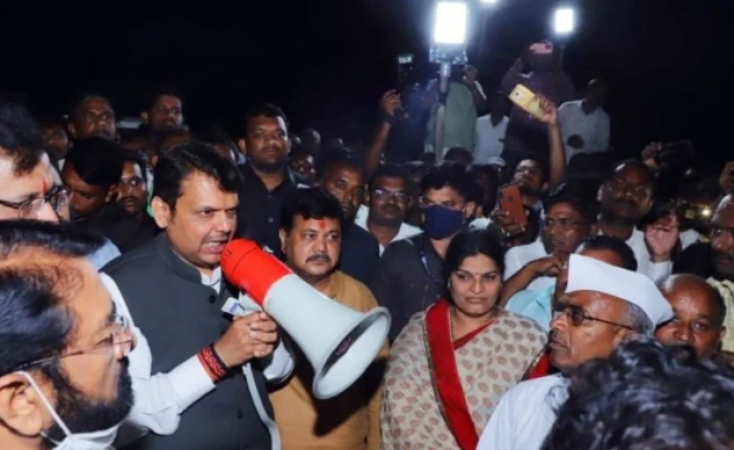 Fadnavis visits rain-affected villages in Marathwada state and says ''there is no protection for farmers''