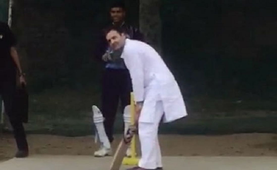 Video: रेवाड़ी में क्रिकेट पिच पर उतरे राहुल गाँधी, जमकर लगाए चौके-छक्के