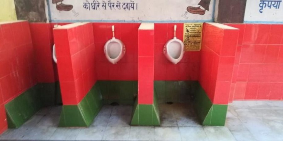 Samajwadi Party objects to toilets painted in its party colours