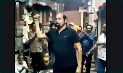कोरोना से ठीक होते ही वडोदरा के BJP विधायक मधु श्रीवास्तव ने किया मंदिर में डांस