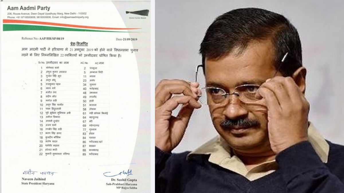 AAP releases first list of 22 candidates for Haryana assembly elections