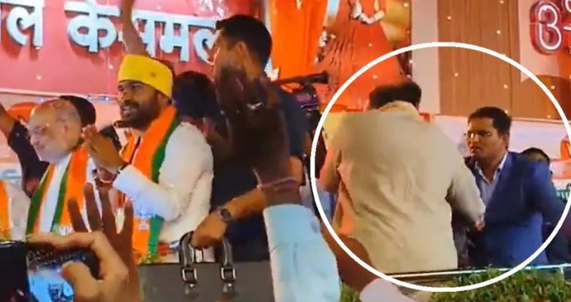 रैली के दौरान सुरक्षाकर्मियों ने दीपक सक्सेना का हाथ पकड़कर रथ से उतारा नीचे, कांग्रेस बोली- 'इसी सम्मान के लिए BJP में गये थे?'