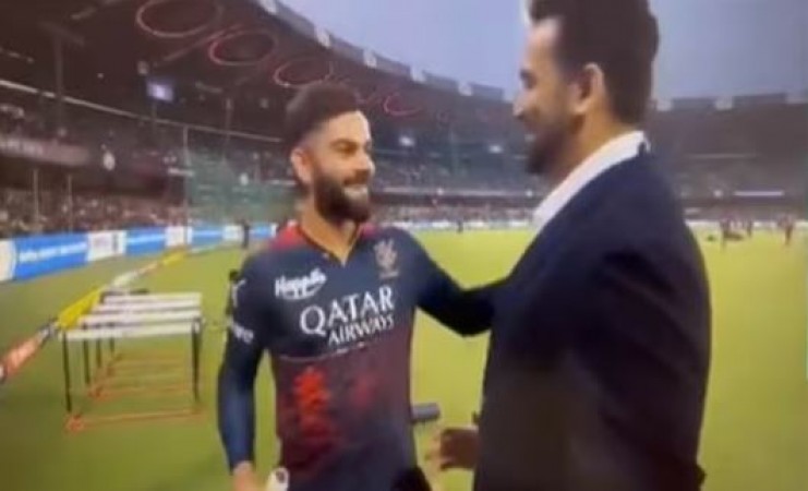 IPL 2023: Kohli was seen rubbing his hand on Zaheer Khan's belly on the middle ground, then started laughing
