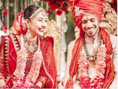 धनश्री के साथ विवाह के बंधन में बंधे चहल, इंटरनेट पर छायीं शादी की तस्वीरें