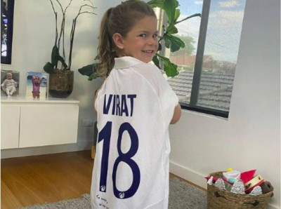 Virat Kohli's jersey worn by David Warner's daughter, father shared photo