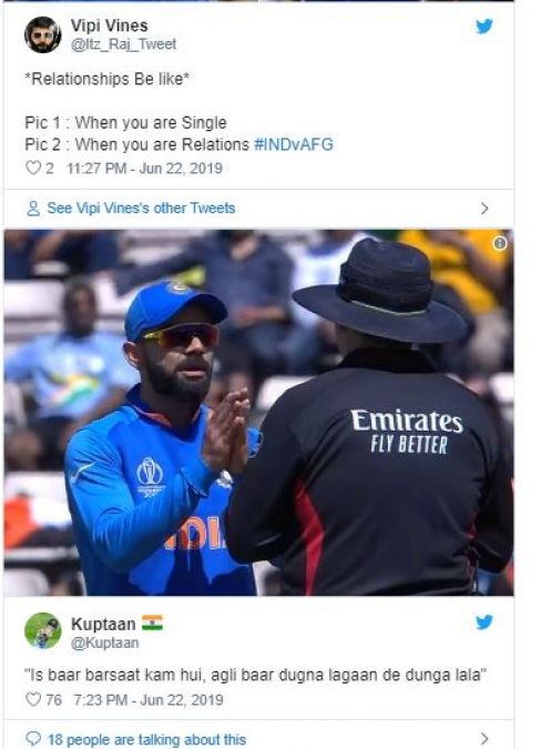 Kohli folds hands in front of umpire, got trolled on Twitter