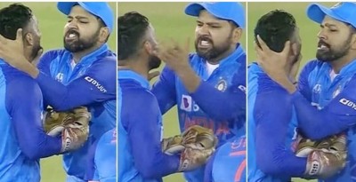 Rohit Sharma chocks Dinesh Karthik's neck in match, video goes viral