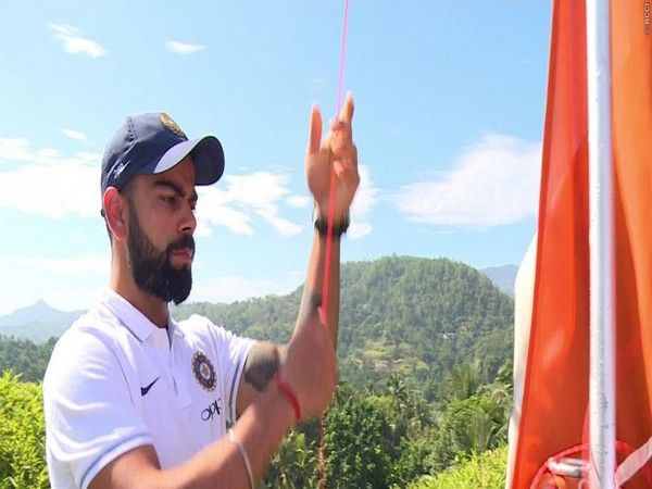 Indian men's cricket team hoists tri-colour in Kandy on occasion of Independence Day