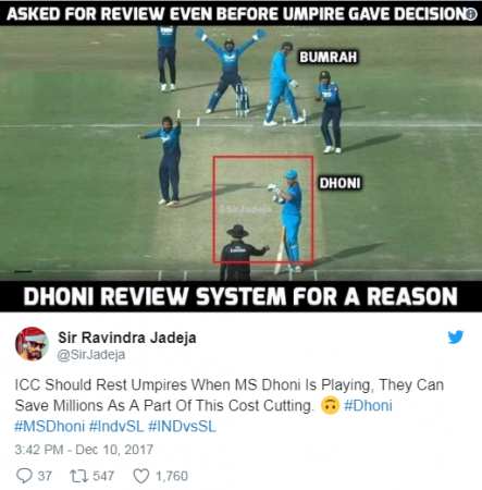 Actually DRS stand for Dhoni Review System.