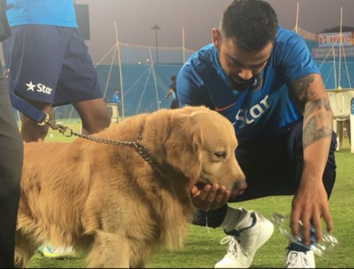 Kohli befriended with Sniffer's pet dog 'Prince'