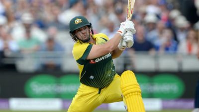 Aaron Finch scores his nine ton against England in the first ODI