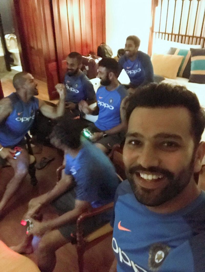 Indian cricket players chilling out post winning against Srilanka