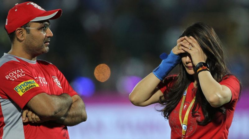 Preity Zinta and KXIP mentor Virendra Sehwag exchange words of anger