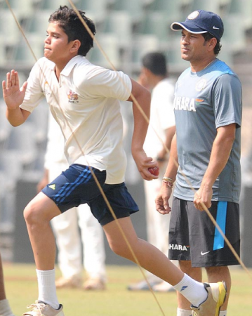 Mini Master Blaster bowls in net for Team India at Wankhede Stadium, Mumbai.