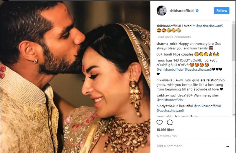 Shikhar Dhawan Shares A Gladsome Message For His Wife On Their 5th Marriage Anniversary