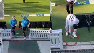 Find The Difference! Virat Kohli picks up a littered bottle while Joe Root ignores it
