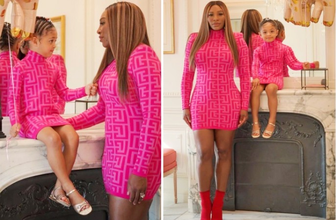 Serena is seen wearing a matching dress with daughter Olympia