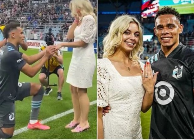 American footballer proposed his girlfriend in ground, spectators clap for 10 minutes, Video