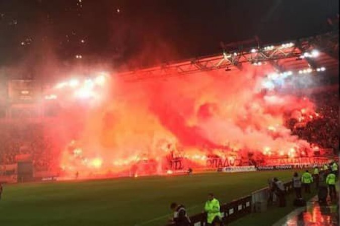 Fans flare-up watching their team lose, set ground on fire