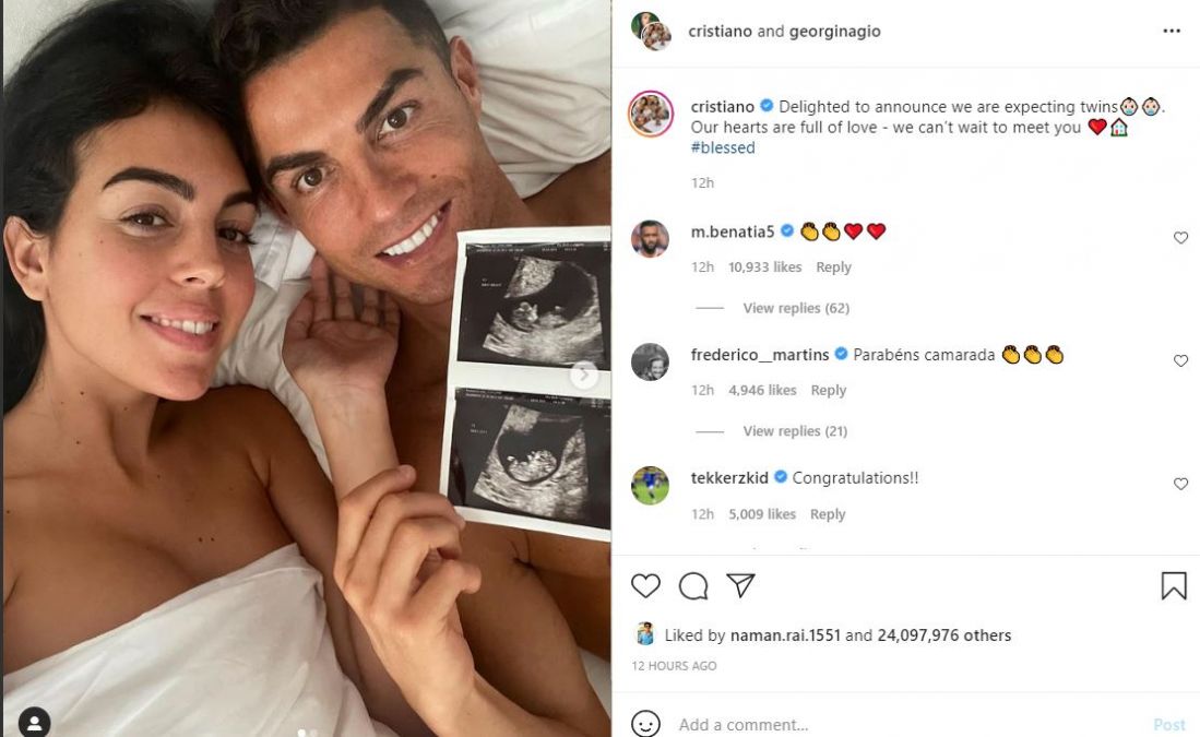 Cristiano Ronaldo to become father of twins once again