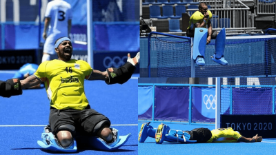 Pic viral! Goalkeeper Sreejesh sits on top of 'Goalpost' to celebrate Olympic bronze win