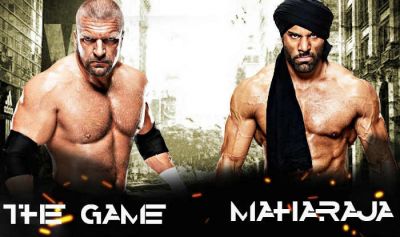 WWE Live event in India: Triple H and Jinder doing Bhangra Dance.