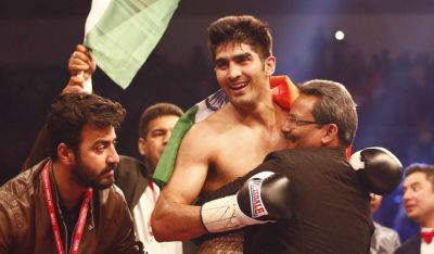 Perfect 10 victory for Indian boxing machine Vijender Singh.