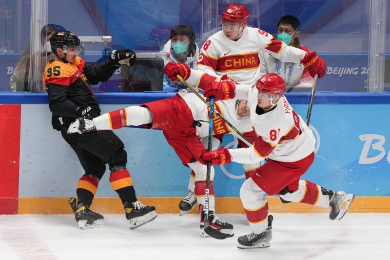 China scores two historic goals in 3-2 defeat to Germany in Olympic men's ice hockey