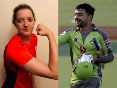 Rashid Khan plays helicopter shot in Pakistan Super League 2021, Sarah Taylor reacts