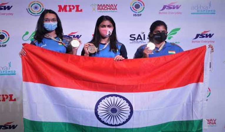 ISSF विश्व कप: भारत ने महिलाओं की 25 मीटर पिस्टल स्पर्धा में तीन स्वर्ण पदक जीते