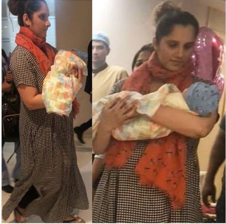 New Momy Sania Mirza spotted in hospital with baby boy Izhaan: See Pics