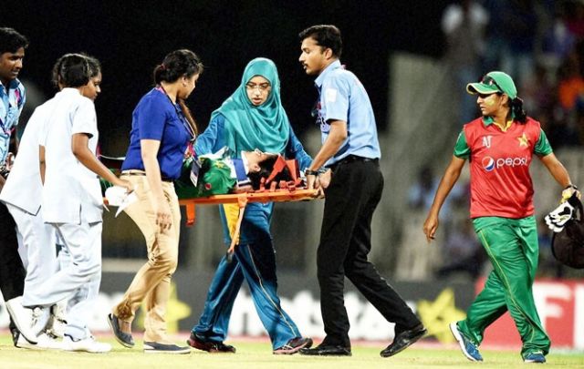 मैच के दौरान जबड़ा टुट्ने से घायल पाक खिलाडी नही खेलेगी भारत के खिलाफ
