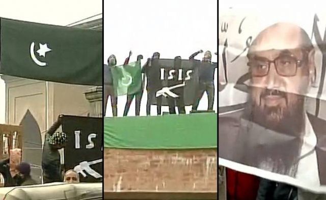 कश्मीर में फिर नजर आये पाकिस्तान और आईएसआईएस के झंडे