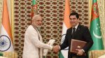 भारत-तुर्कमेनिस्तान के बीच हुए सात समझौतों पर हस्त्ताक्षर