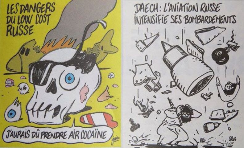 रुसी विमान हादसे में मैगजीन ने बनाया पुनः विवादास्‍पद कार्टून