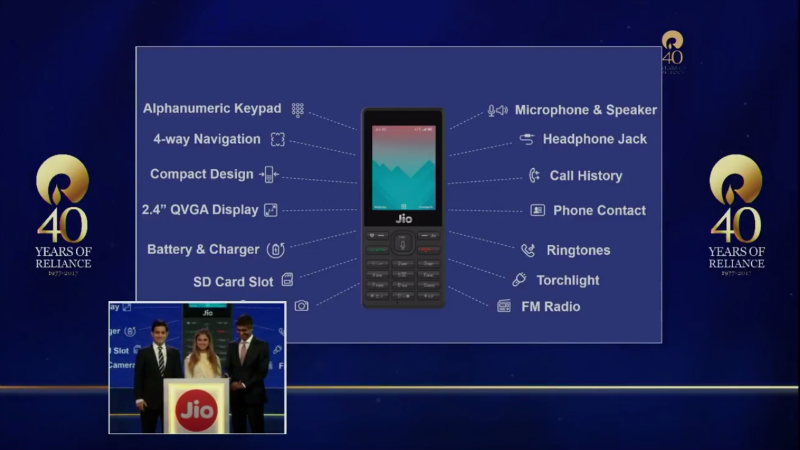 Unexpected launch of Jio Mobile Phone took place at Reliance’s 40th AGM: Here are its Specifications