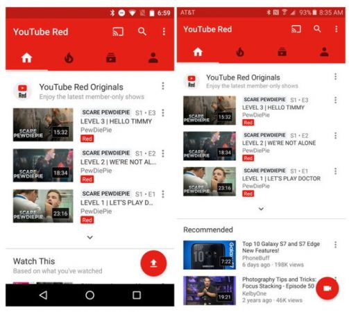 Youtube  APP का नया  Look