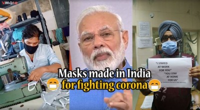 भारत ने छेड़ा कोरोना के खिलाफ युद्ध: मास्‍क बनाने वालों के वीडियोज़ शॉर्ट वीडियो ऐप VMate पर हुए वायरल