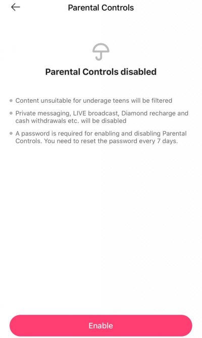 Likee's Parental Controls feature empowers parents to filter content exposure