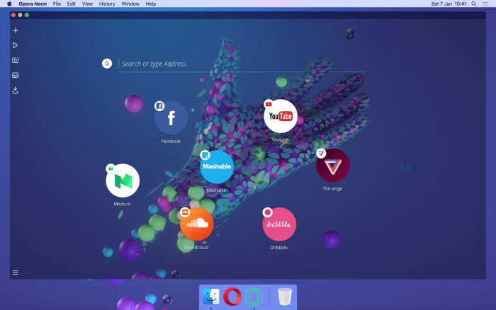 Opera 'Neon browser' with new attractive functionlity