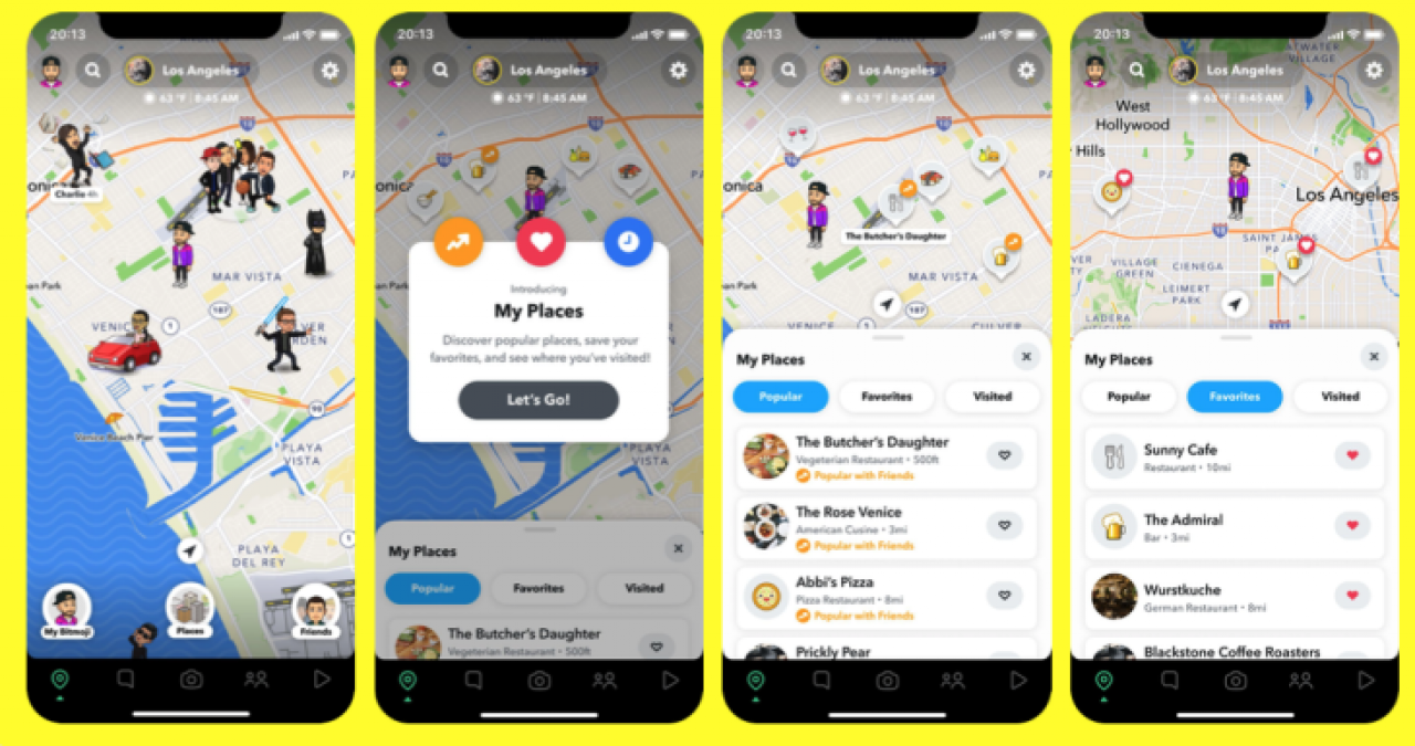 Snap map to recommend places for user's visit